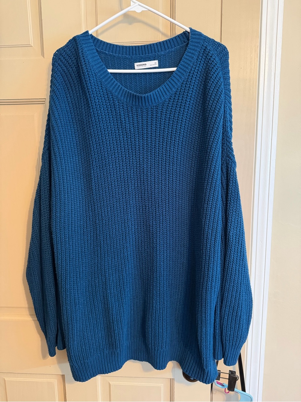 Sonoma Teal Blue Chunky Crew Neck Sweater